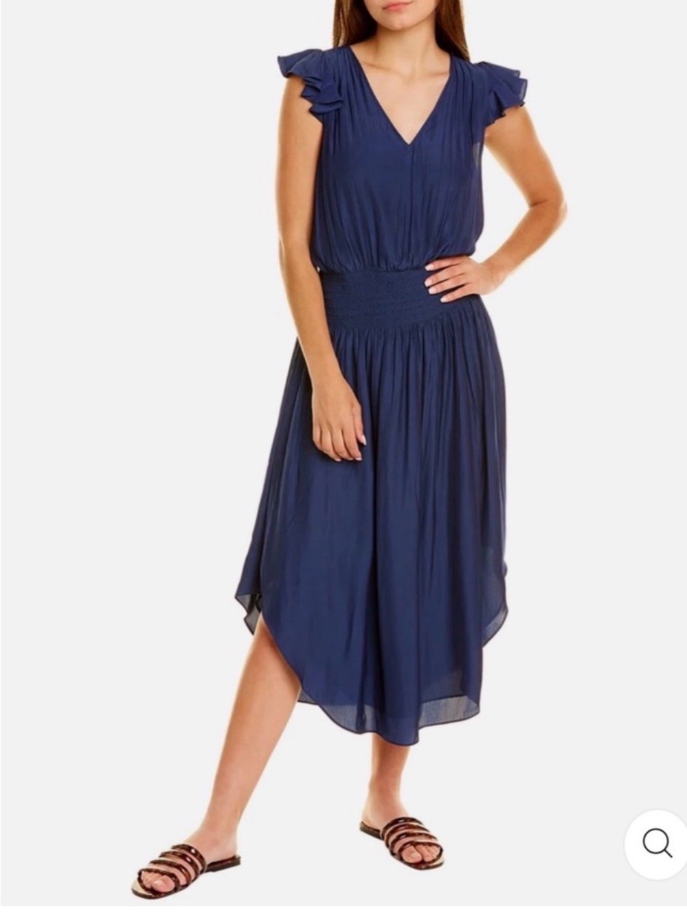 Ramy Brook navy dress smocked waist